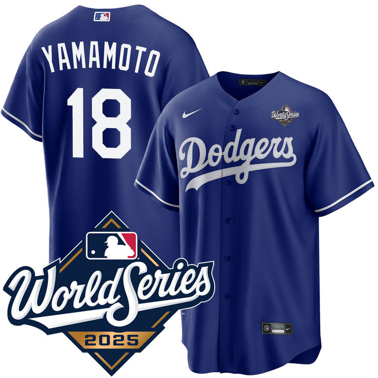 Yoshinobu Yamamoto Los Angeles Dodgers 2025 Alternate World Series Jersey - Royal
